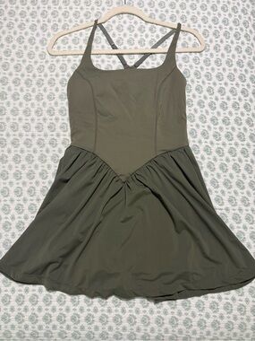 Gold Hinge Olive Cross Back Corset Dress Size Medium